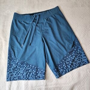 HYLETE Men's Blue Geometric Performance Training Shorts - Crossfit Size Large